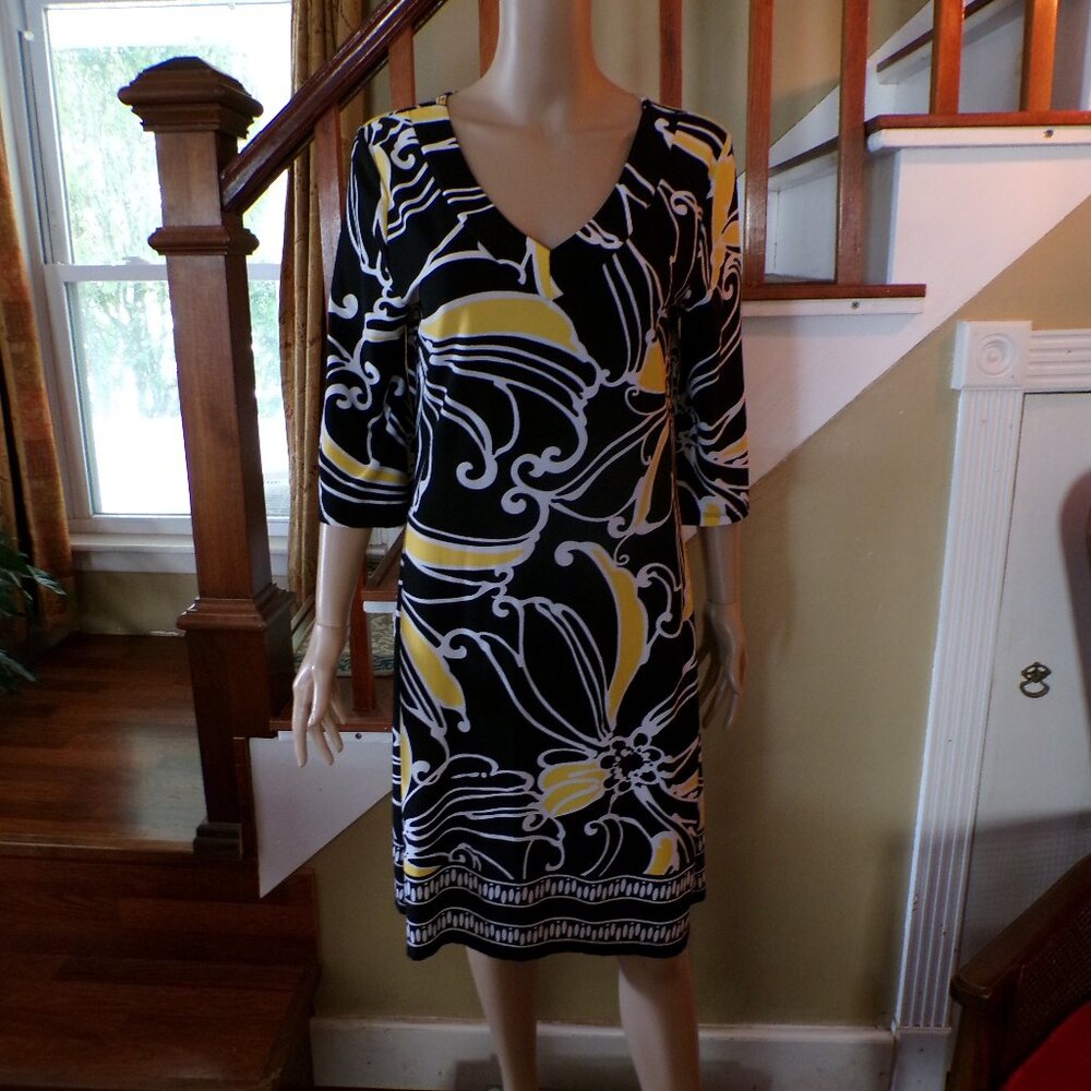 JACLYN SMITH NWT Women's Mattey Jersey Dress Abstract Look 38" Long Size Small